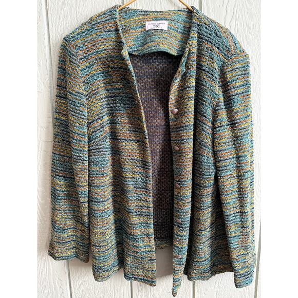 Vintage Alfred Dunner Woman 16W Textured Knit Button Front Jacket Cardigan USA - Picture 3 of 8